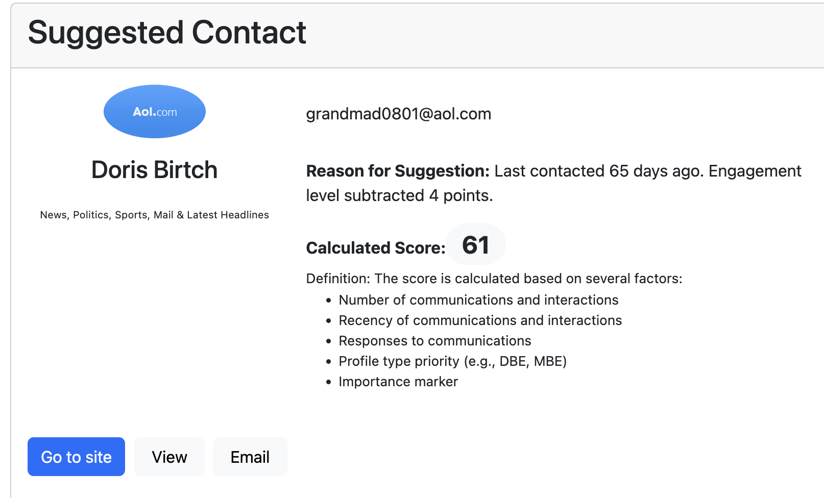 Tactical outreach momentum visualization