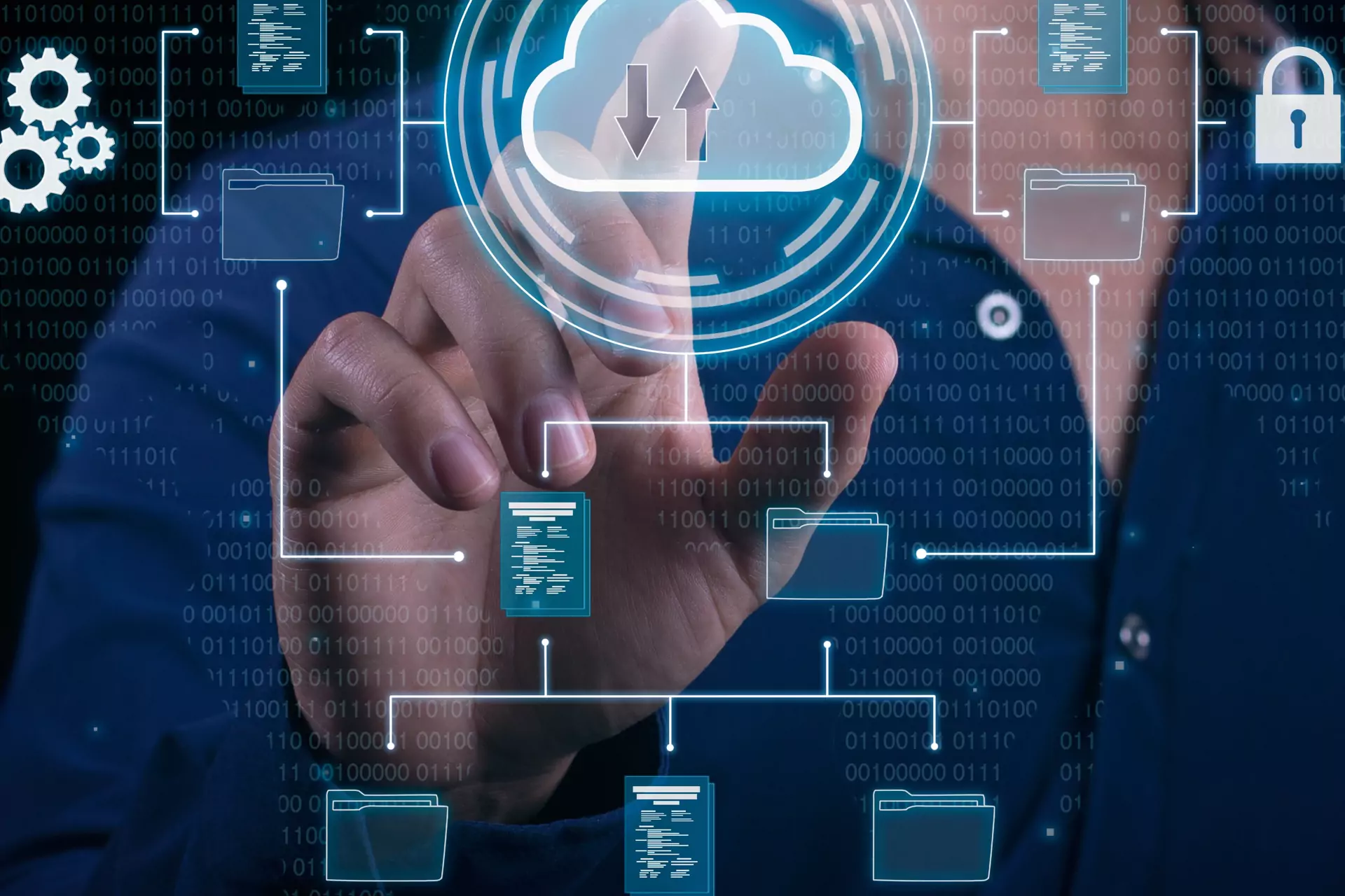 Expanding cloud architecture infrastructure illustration