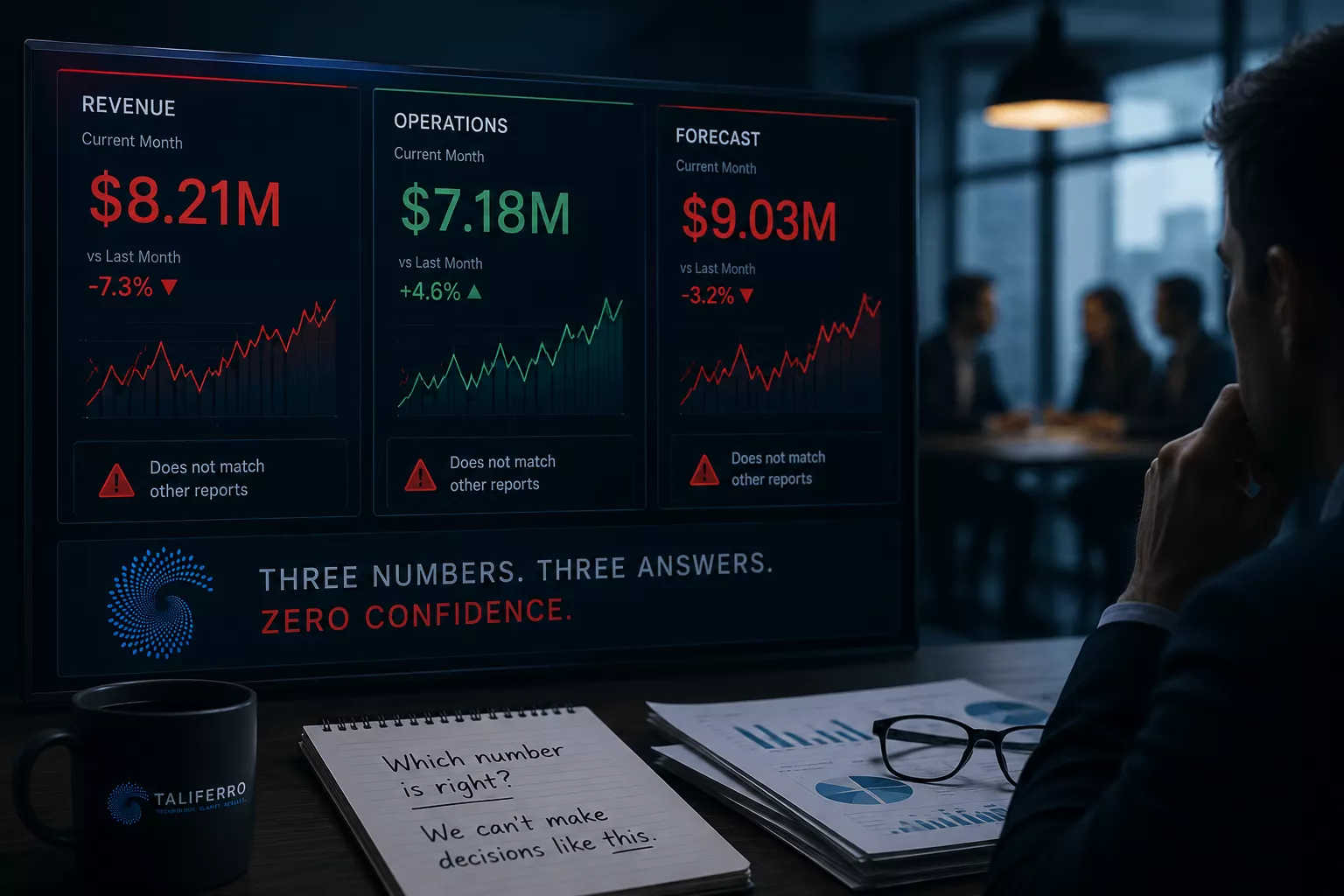 Executive frustrated by contradicting reports and unreliable company data