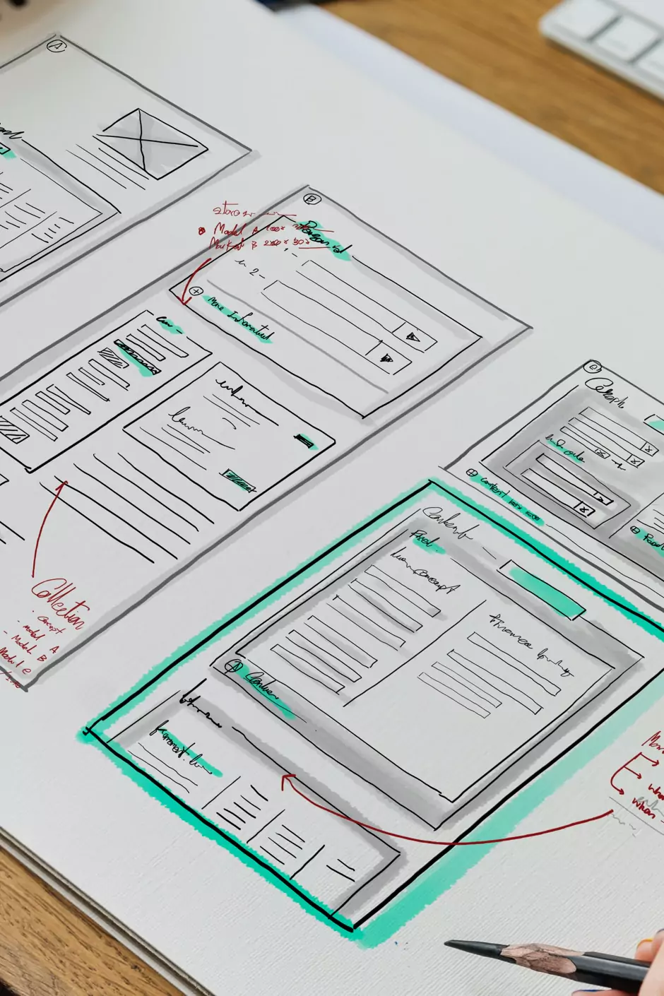 UX/UI wireframes and mockups, highlighting Taliferro's expertise in modern web design.